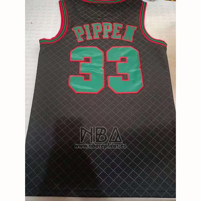 Camiseta Chicago Bulls Scottie Pippen NO 33 Mitchell & Ness 1997-98 Negro